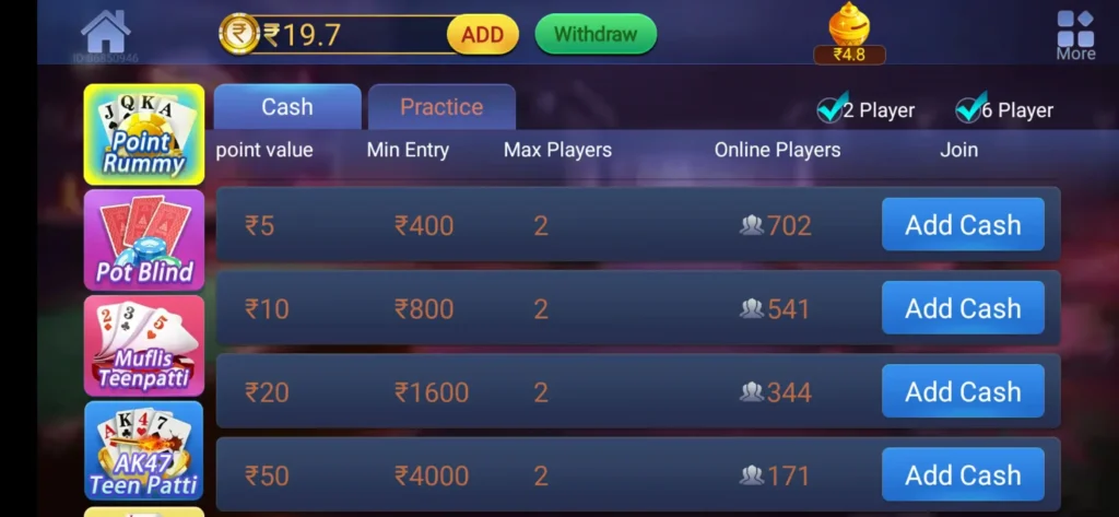How to Play Point Rummy on Teen Patti Master