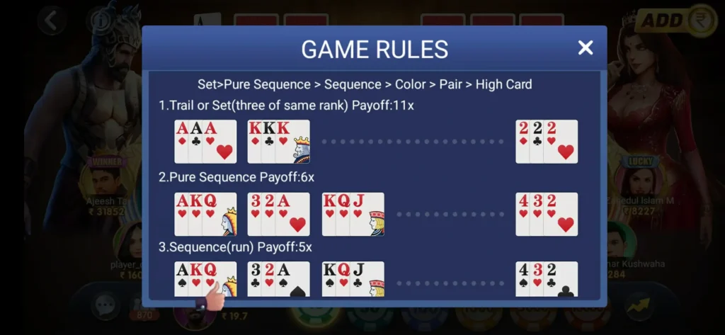 Rules of Red vs Black Game on Teen Patti Master