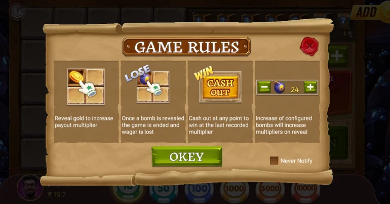 Rules of Playing Mines Game On Teen Patti Master